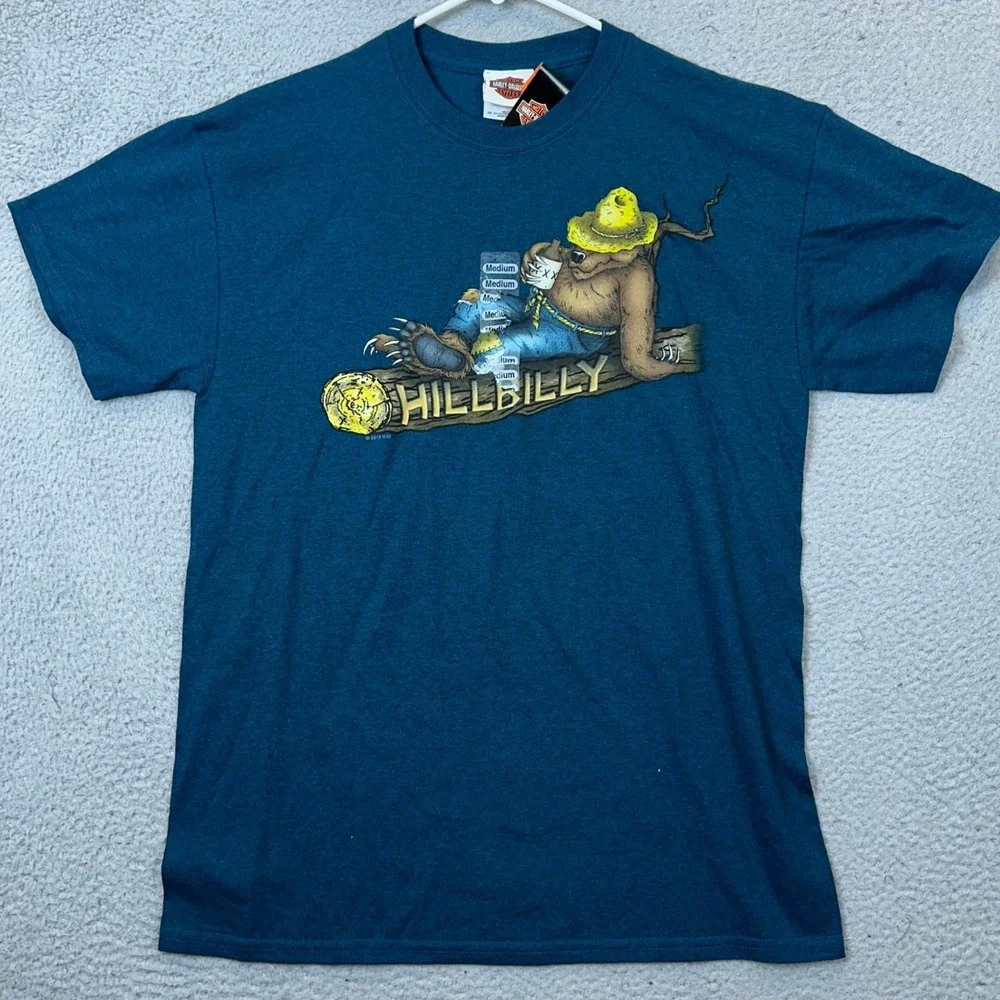 NEW Harley-Davidson T-Shirt Mens Medium Teal Hillbilly Gatlinburg TN Graphic Tee